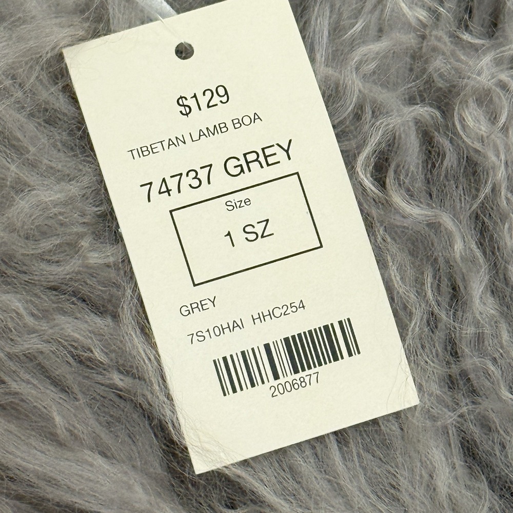 Overland NWT Tibetan Lamb Fur Boa Scarf Genuine Fur Luxury Statement Wrap Grey - Picture 4 of 5